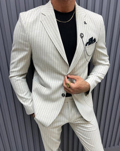 Noah Slim Fit Grey Striped Suit