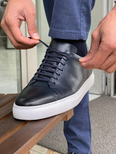 Load image into Gallery viewer, Cameron Special Edition Eva Sole Navy Leather Sneakers
