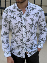 Load image into Gallery viewer, Ben Slim Fit High Quality Patterned White &amp; Khaki Cotton Shirt
