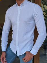Load image into Gallery viewer, Lucas Slim Fit Patterned White Linen Shirt
