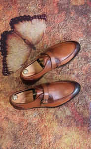 Ross Sardinelli Single Buckled Classic Tan Leather Shoes
