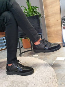 Mont Eva Sole Stripe Detailed Black Sneakers