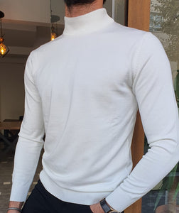 Morris Slim Fit Long Sleeve White Sweater