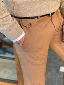 Grant Slim Fit Camel Trousers
