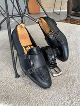 Load image into Gallery viewer, Rob Double Buckled Detail Croc Black Loafers
