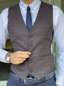 Chad Slim Fit Navy Woolen Vest