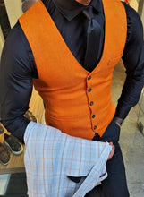 Load image into Gallery viewer, Verno Slim Fit Cotton Orange Vest Only
