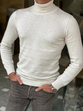 Load image into Gallery viewer, Riley Slim Fit White Turtleneck
