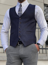 Load image into Gallery viewer, Efe Slim Fit Navy Blue Woolen Vest
