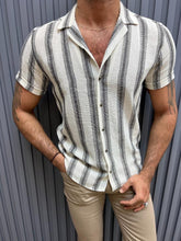 Load image into Gallery viewer, Noah Slim Fit Beige Striped Cotton Shirt
