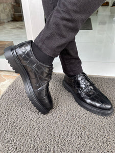 Carson Eva Sole Croc Leather Black Shoes