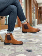 Load image into Gallery viewer, Mont Iron Detailed Suede Camel Boots

