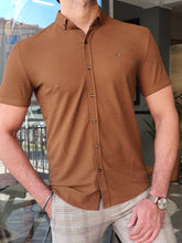 Load image into Gallery viewer, Vince Slim Fit Camel Short Sleeve Polo
