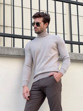 Load image into Gallery viewer, Naze Slim Fit Beige Turtleneck Sweater

