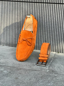 Brad New Season Rubber Sole Suede Leather Orange Loafer