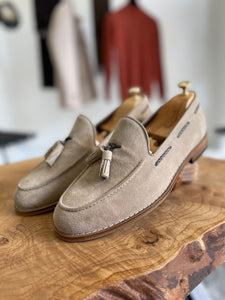 Reese Special Edition Beige Tasseled Suede Leather Shoes