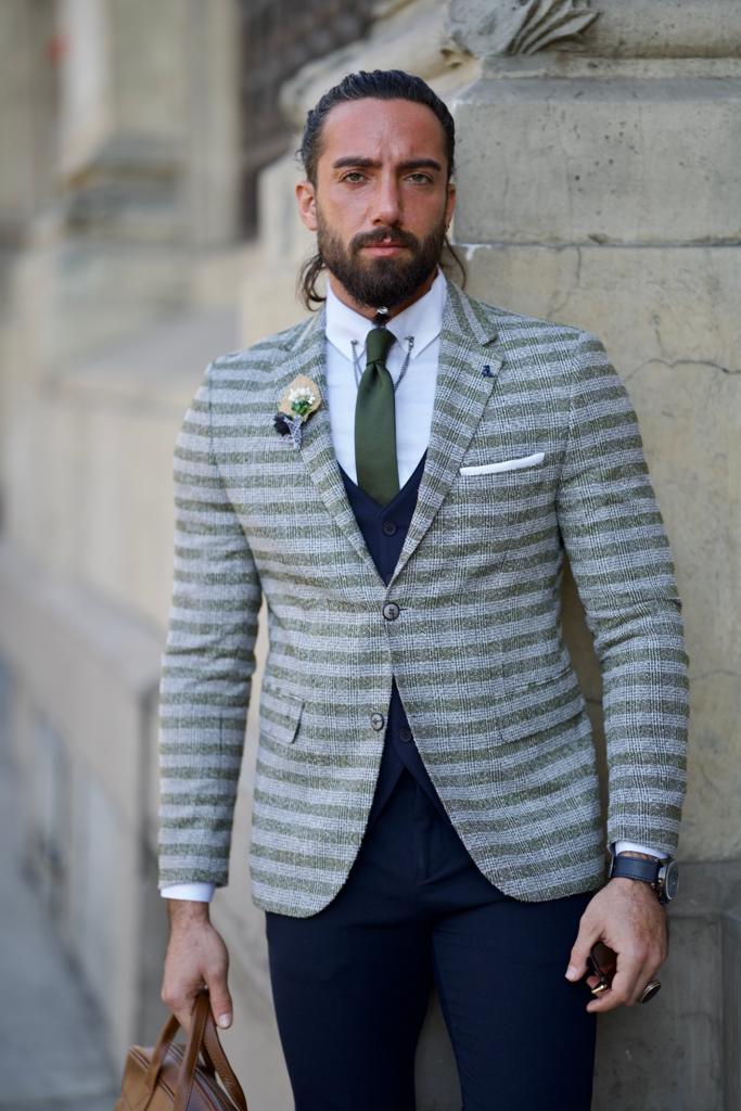 Blue striped hot sale blazer mens