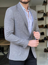 Load image into Gallery viewer, Fred Slim Fit High Quality Self-Patterned Grey Blazer
