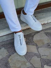 Load image into Gallery viewer, Lucas Special Edition Eva Sole White Zippered Leather Sneakers
