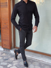 Load image into Gallery viewer, Lucas Slim Fit Patterned Black Shirt
