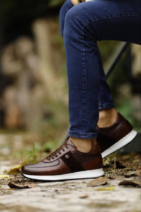 Leon Suede & Leather Detailed Brown Sneakers