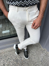 Load image into Gallery viewer, Cooper Slim Fit Rope Detailed White Jogger Pants
