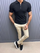 Load image into Gallery viewer, Noah Slim Fit Black Zippered Detail Polo Tees

