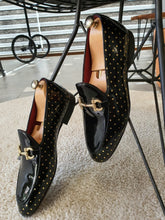 Load image into Gallery viewer, Ralph Sardinelli Special Edition Buckle Detailed Black &amp; Gold Leather Shoes
