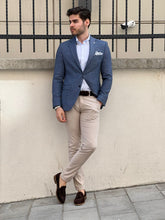 Load image into Gallery viewer, Ben Slim Fit High Quality Knitted Blue Blazer
