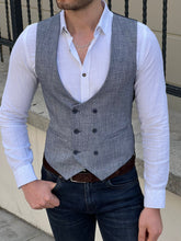 Load image into Gallery viewer, Ben Slim Fit Double Breasted Light Blue Vest
