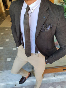 Henry Slim Fit Khaki Blazer Only