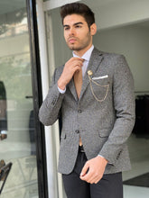 Load image into Gallery viewer, Chad Slim Fit Self Patterned Black Woolen Blazer Only
