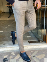 Load image into Gallery viewer, Grant Slim Fit Plaid Striped Grey Trouser
