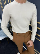 Load image into Gallery viewer, Evan Slim Fit Knitted Beige Turtleneck Sweater
