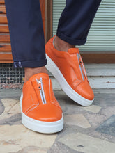 Load image into Gallery viewer, Chase Sardinelli Eva Sole Orange Zippered Leather Shoes
