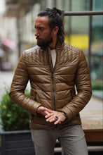 Load image into Gallery viewer, Thread Slim Fit Brown Faux Leather Jacket
