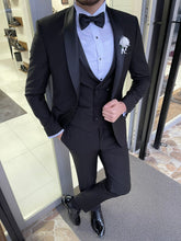 Load image into Gallery viewer, Luxe Slim Fit Black Wool Tuxedo (Groom Collection)
