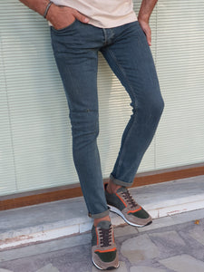 Lucas Slim fit Khaki & Brown Ripped Jeans