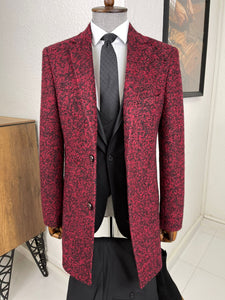 Connor Slim Fit Claret Red Patterned Coat