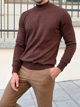 Load image into Gallery viewer, Naze Slim Fit Brown Turtleneck Sweater
