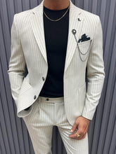 Load image into Gallery viewer, Noah Slim Fit Grey Striped Suit
