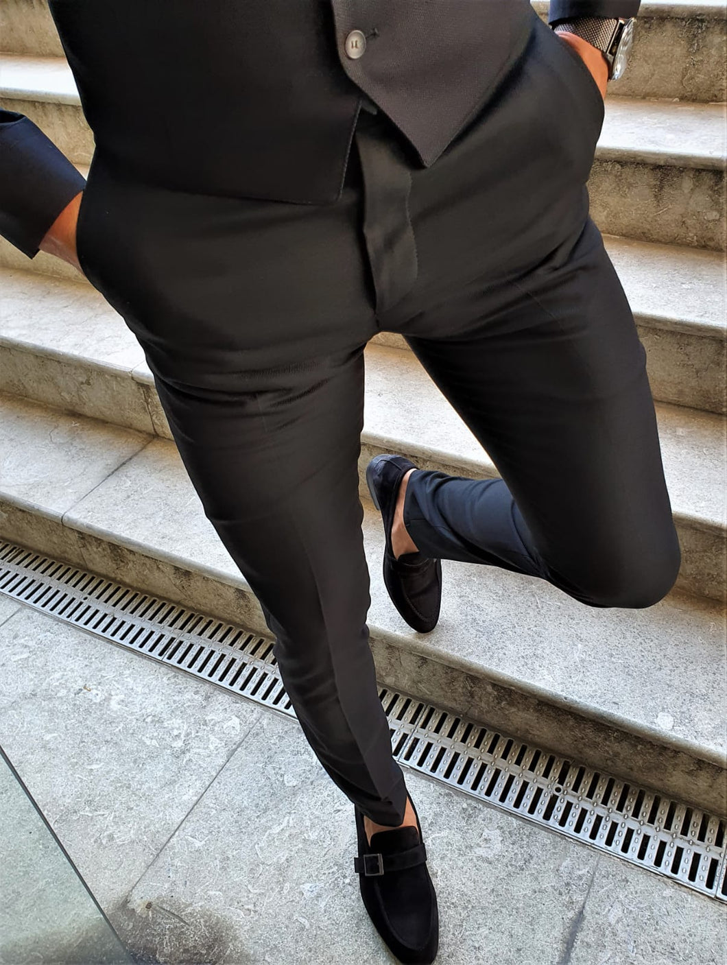 Verno Slim Fit Special Production Black Pants – MCR TAILOR