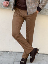Load image into Gallery viewer, Naze Slim Fit High Quality  Patterned Camel Pants
