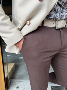 Lars Slim Fit Brown Trousers
