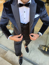 Load image into Gallery viewer, Harringate Sardinelli Slim Fit Velvet Black Tuxedo (Special Edition)
