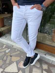 Lars Slim Fit White Lycra Jeans