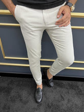 Load image into Gallery viewer, Luke Slim Fit Beige Checkered Pique Trouser
