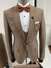 Load image into Gallery viewer, Louis Slim Fit High Quality Pointed Collared Brown Woolen Suit
