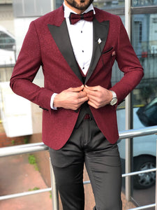 Abboud Claret Red Slim Fit Tuxedo