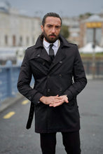 Load image into Gallery viewer, Ted Slim Fit Black Feather Detailed Winter Coat
